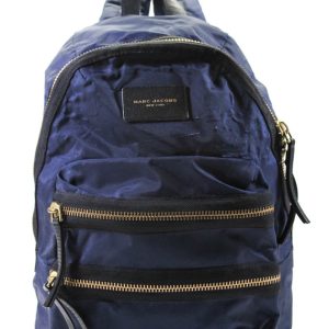 Marc Jacobs Damen Leder Besatz verstellbare Reißverschluss Bookbag Rucksack Dunkelblau
