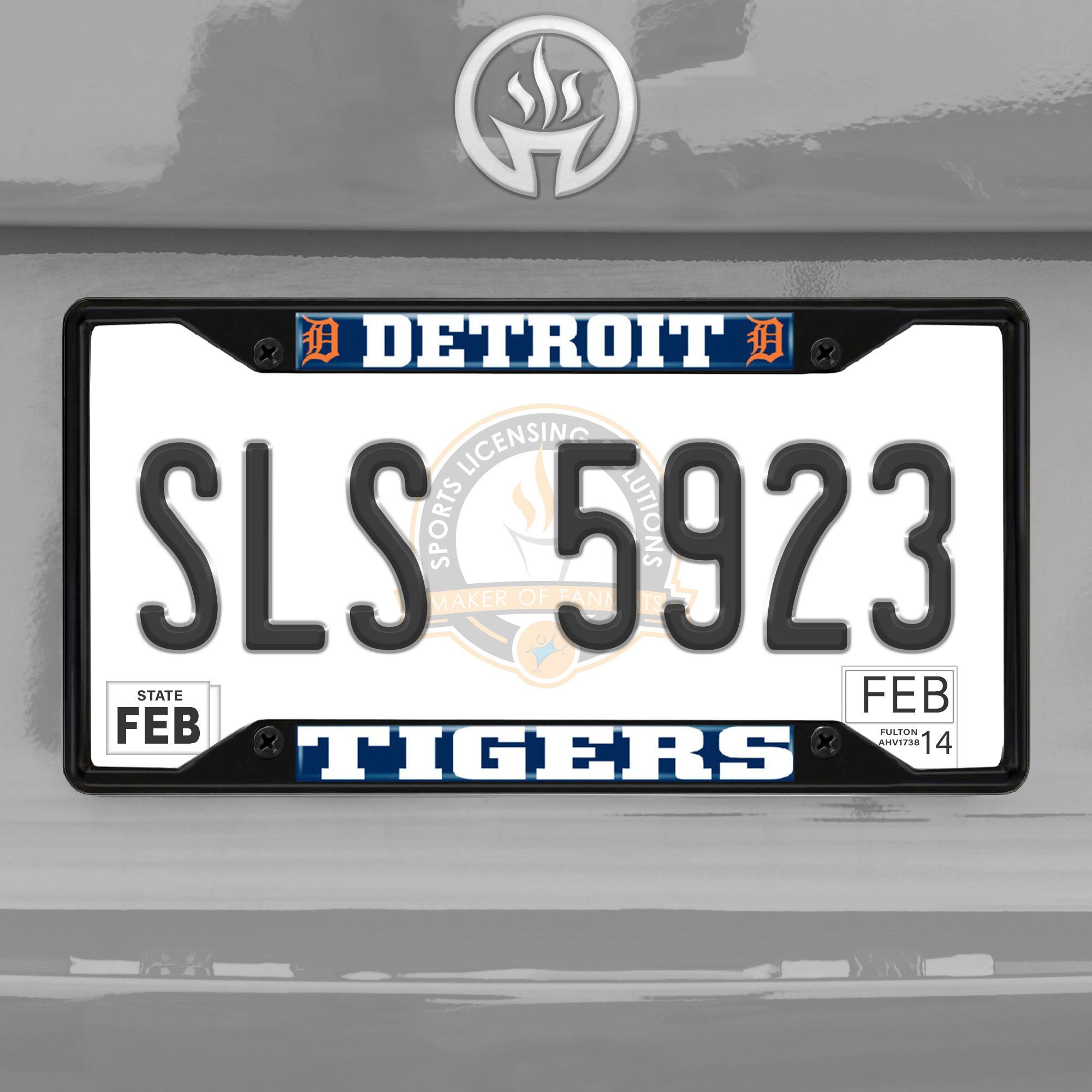 Fanmats Detroit Tigers Metall Nummernschild Rahmen schwarz Finish