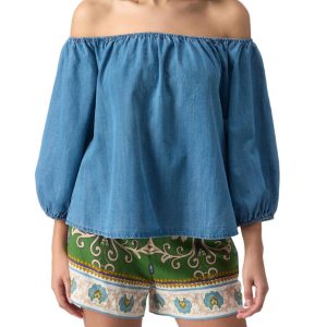 Beach To Bar Blouse in Bit Of Blaue Waschung 7832059871292