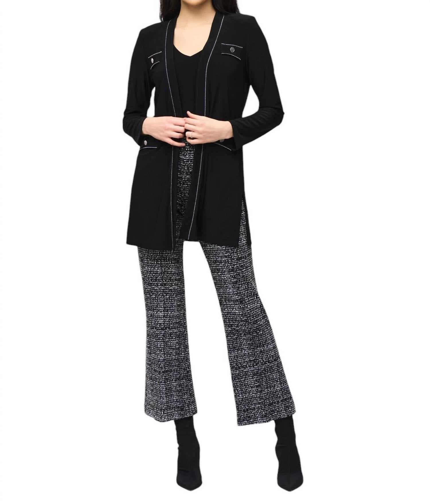 Offener Duster in Schwarz