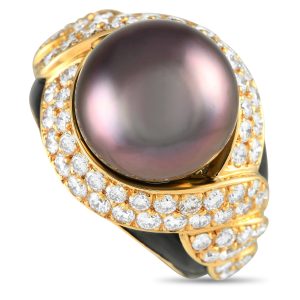 LB Exclusive 18K Gelbgold 1.64ct Diamant und tahitische Perlmuttring -021324 – MF30