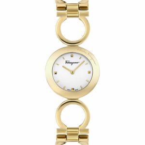 Ferragamo Damen-Armbanduhr mit Quarzwerk, 28 mm, silberfarben