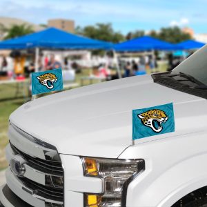 Fanmats Jacksonville Jaguars Ambassador Car Flags – 2 Pack mini auto flags, 4′′ x 6′′