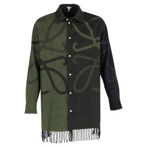Loewe Anagram Blanket Over Hemd aus grüner Wolle