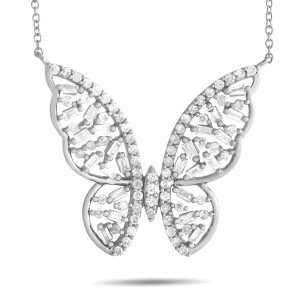 LB Exclusive 14K Weißgold 0.60ct Diamant Schmetterling Halskette -031324 – MF02