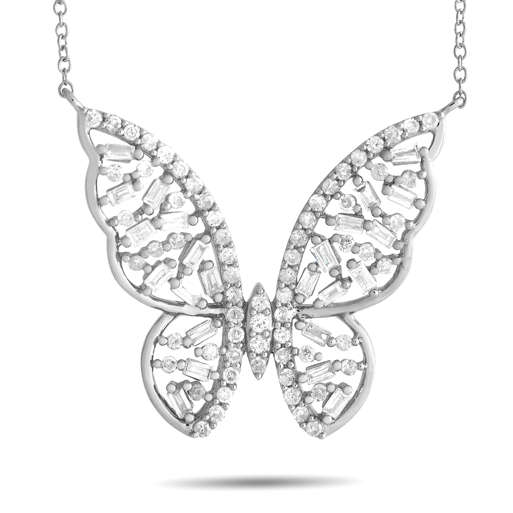 LB Exclusive 14K Weißgold 0.60ct Diamant Schmetterling Halskette MF02 -031324