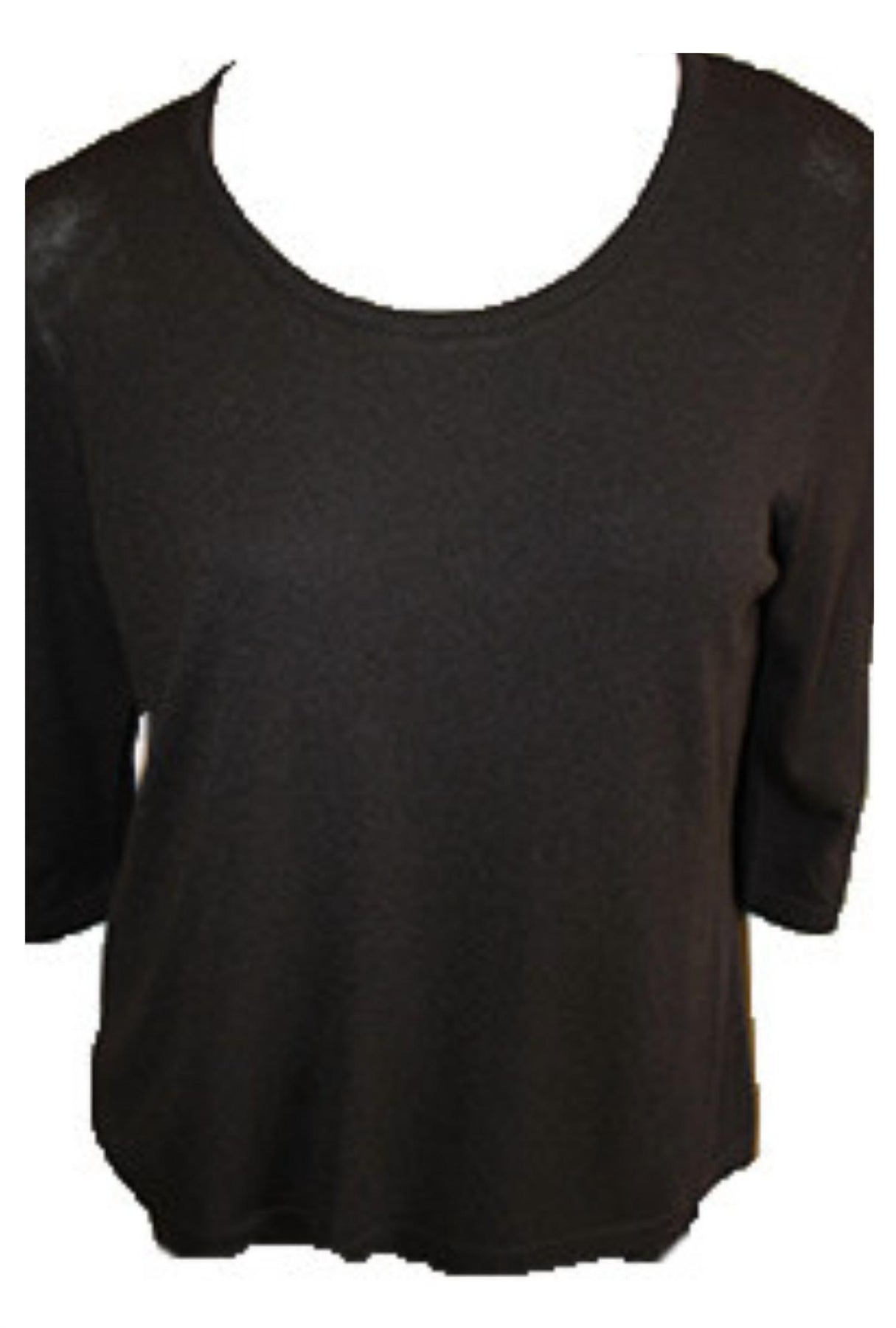 Dreiviertel Ärmel Tunika Top in schwarz
