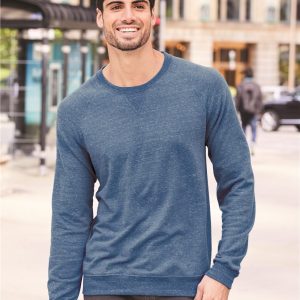 JERZEES Herren Snow Heather French Terry Raglan Crew Sweatshirt 91M