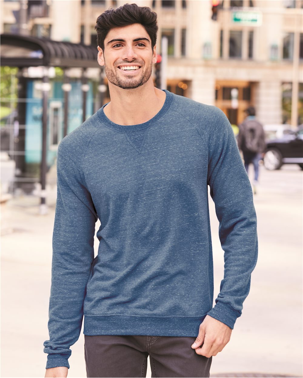 JERZEES Herren Snow Heather Französisch Terry Raglan Crew Sweatshirt 91M