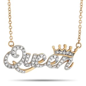 LB Exclusive 14K Gelbgold 0,15ct Diamant Königin Halskette – PN15298