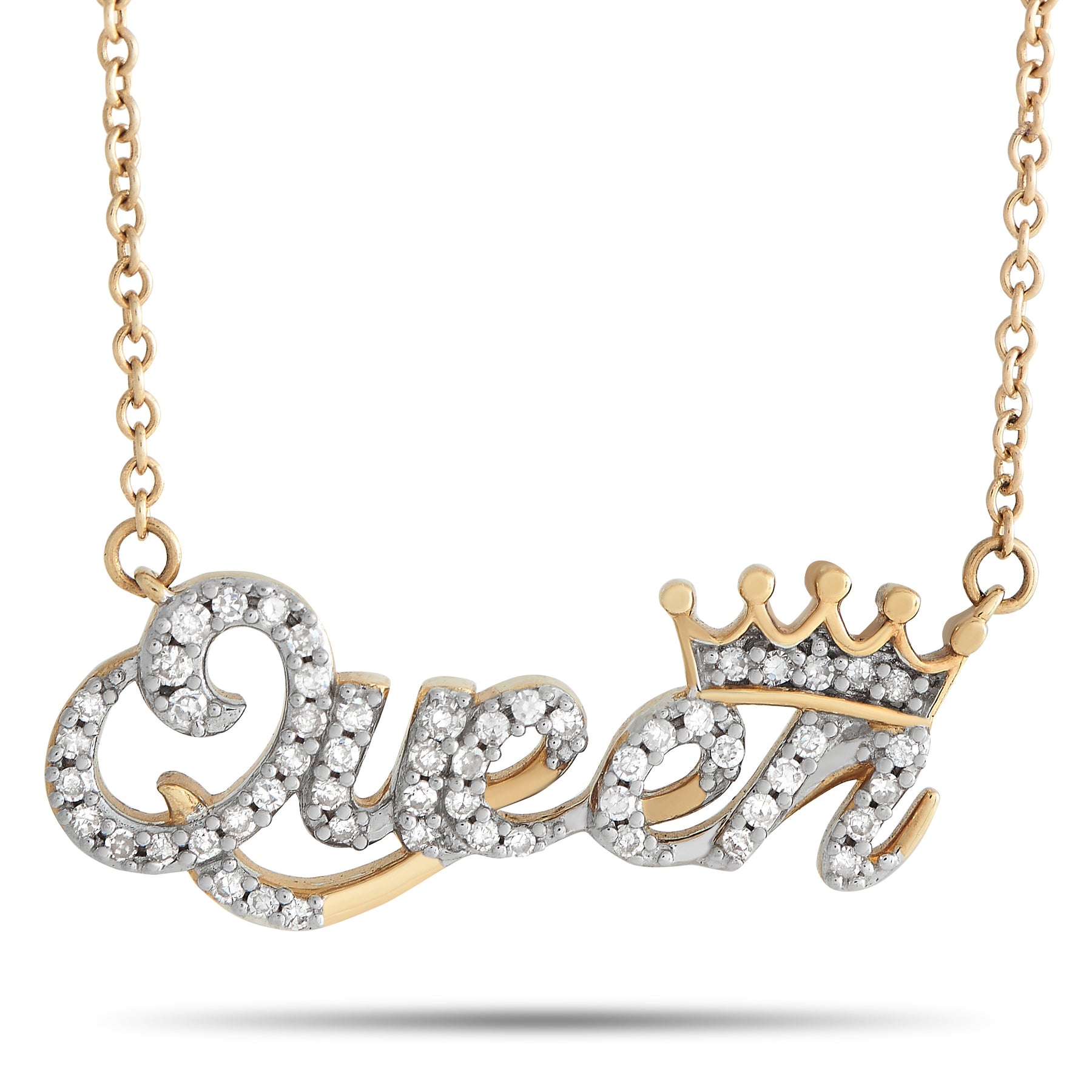 LB Exclusive 14K Gelbgold 0.15ct Diamant Königin Halskette PN15298