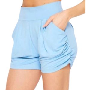 Damen Lounge Shorts mit Taschen in Himmel blau 7803873198140