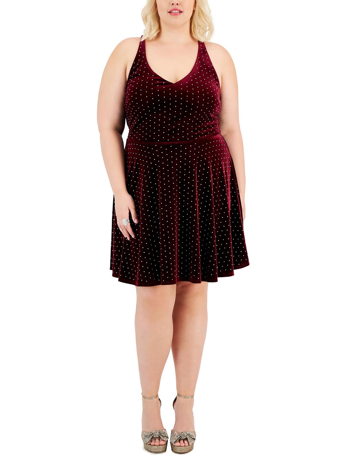 Plus Damen Velvet knielangen Cocktail und Partykleid