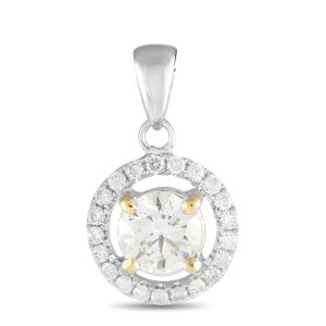 LB Exclusive 18K Weißgold 0,73ct Diamant rund Halo Anhänger -012924 – MF18