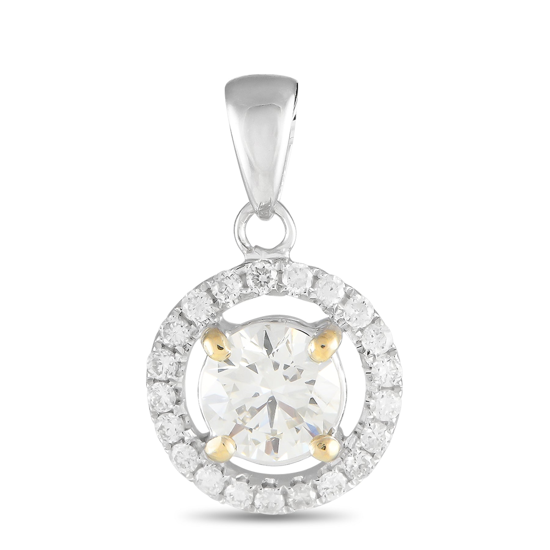 LB Exclusive 18K Weißgold 0.73ct Diamant Runde Halo Anhänger MF18 -012924