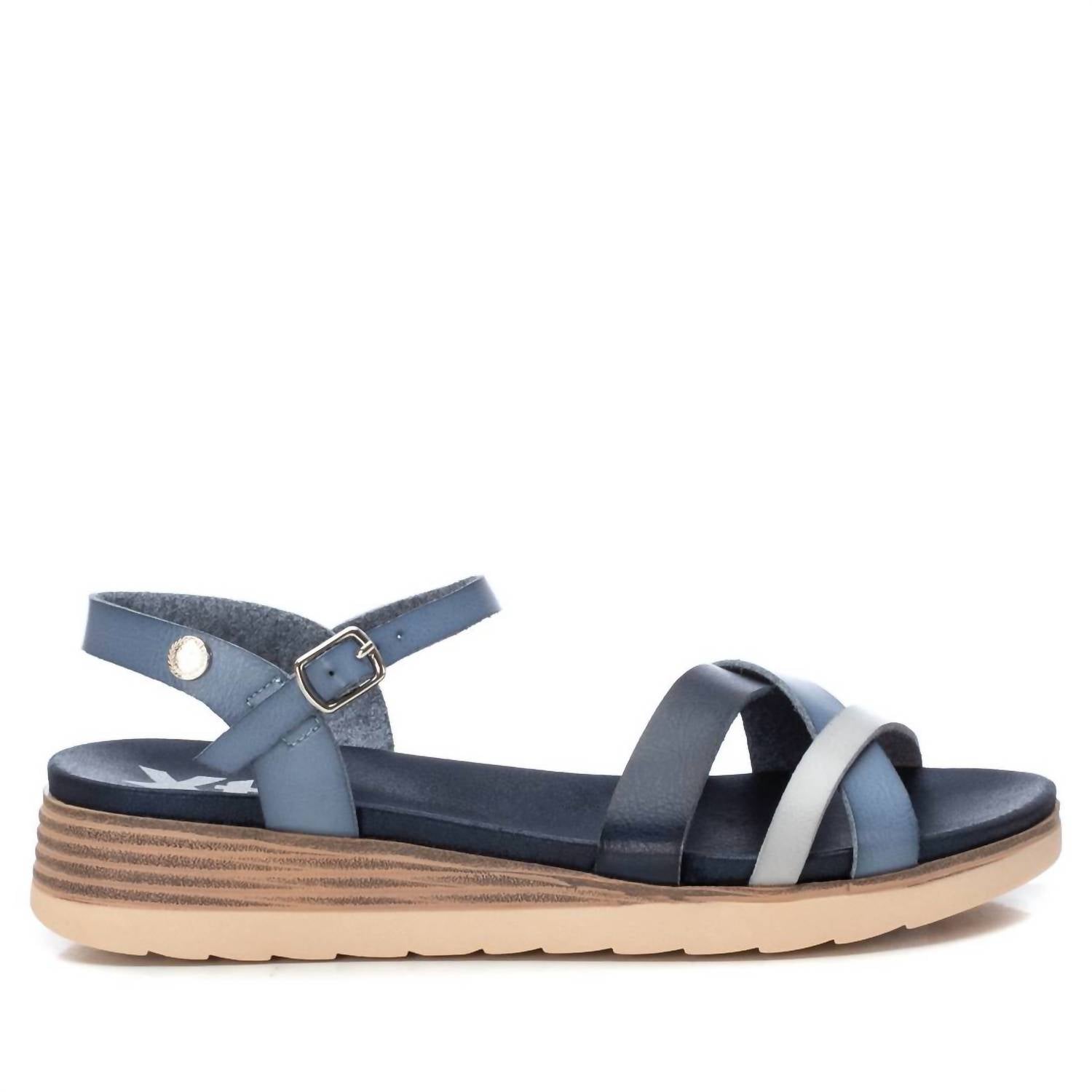 Damen niedrige Keil Sandalen in Dunkelblau