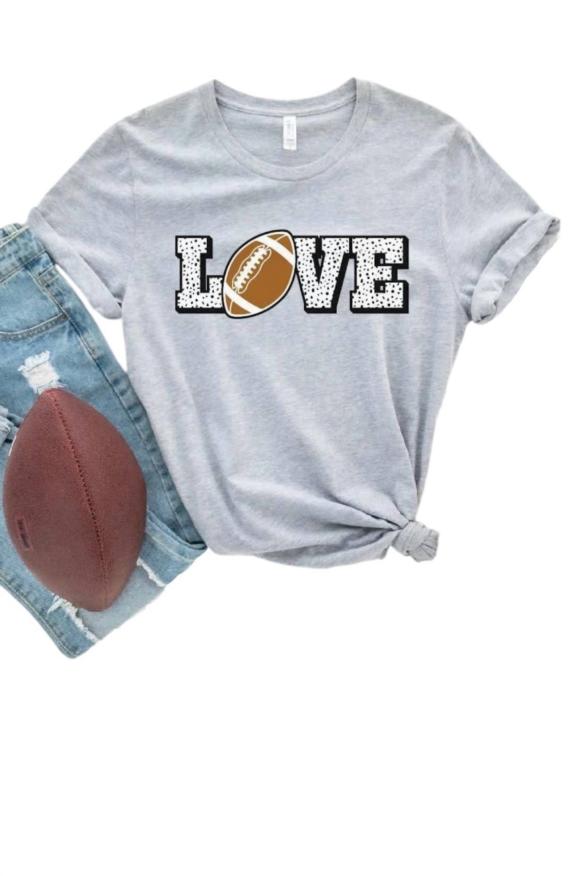Damen Love Fußball-T-Shirt in Hellgrau