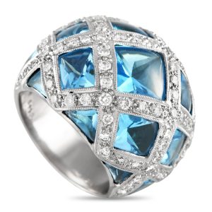 LB Exclusive 18K Weißgold 1.48ct Diamant und Topas Ring -122223 – MF27