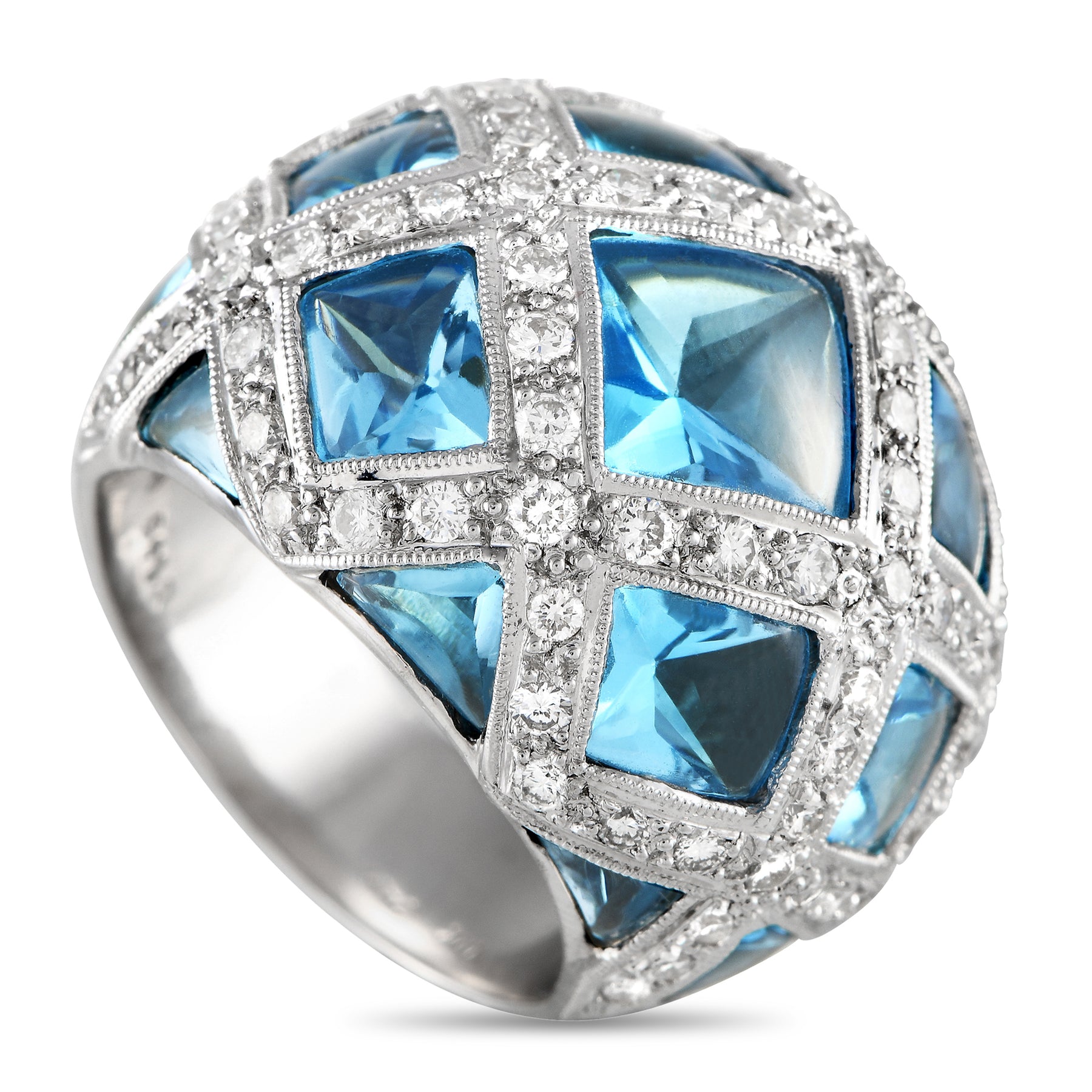 LB Exclusive 18K Weißgold 1.48ct Diamant und Topas Ring MF27 -122223