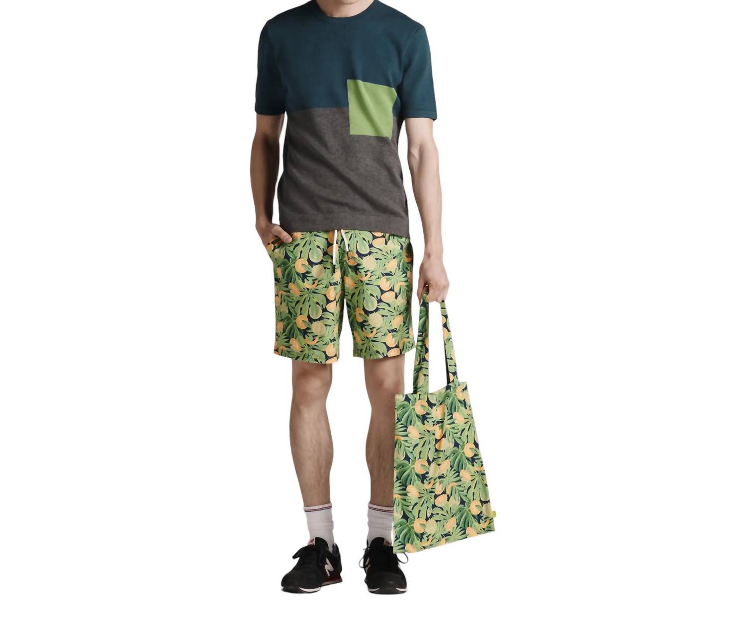 Herren Cantaloupes Muster Shorts in Grün