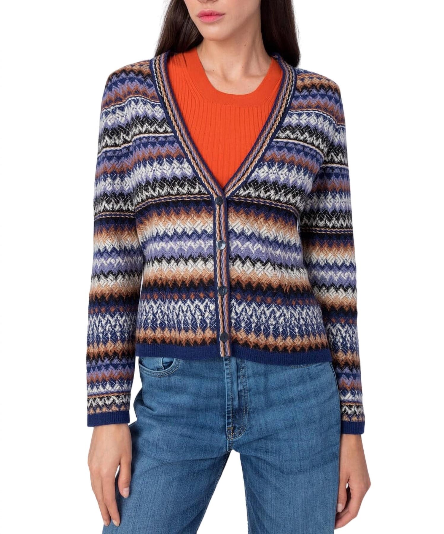 Jacquard Jacke in Mehrfarbig
