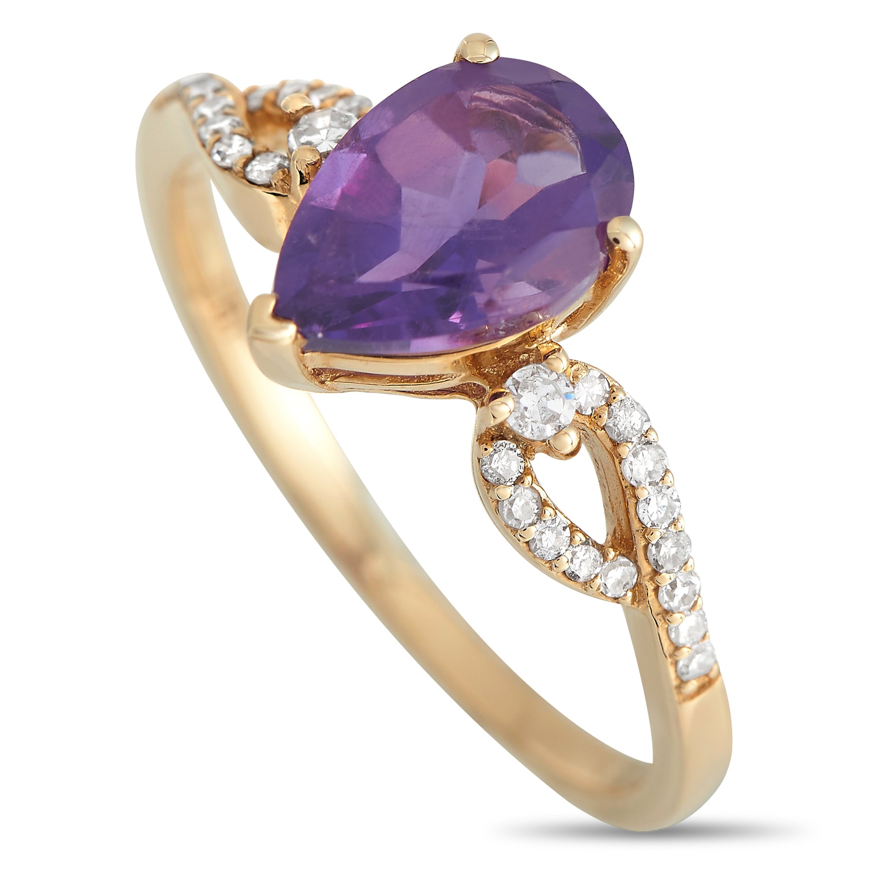 LB Exclusive 14K Gelbgold 0.15ct Diamant und Amethyst Ring RC4 11823JAM