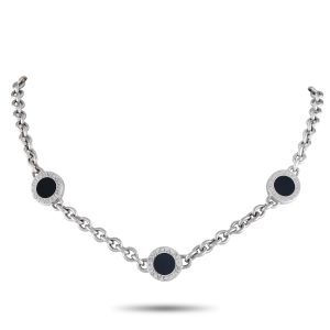 Bvlgari Bvlgari Halskette mit drei Onyx-Ketten aus 18 Karat Weißgold BV15 -040224