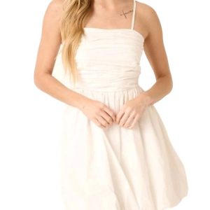 Ruching Detail Bubble Hem Minikleid in weiß 7766690365500