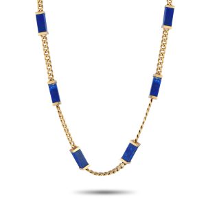 LB Exclusive Vintage 14K Gelbgold lapis Halskette MF05-040124