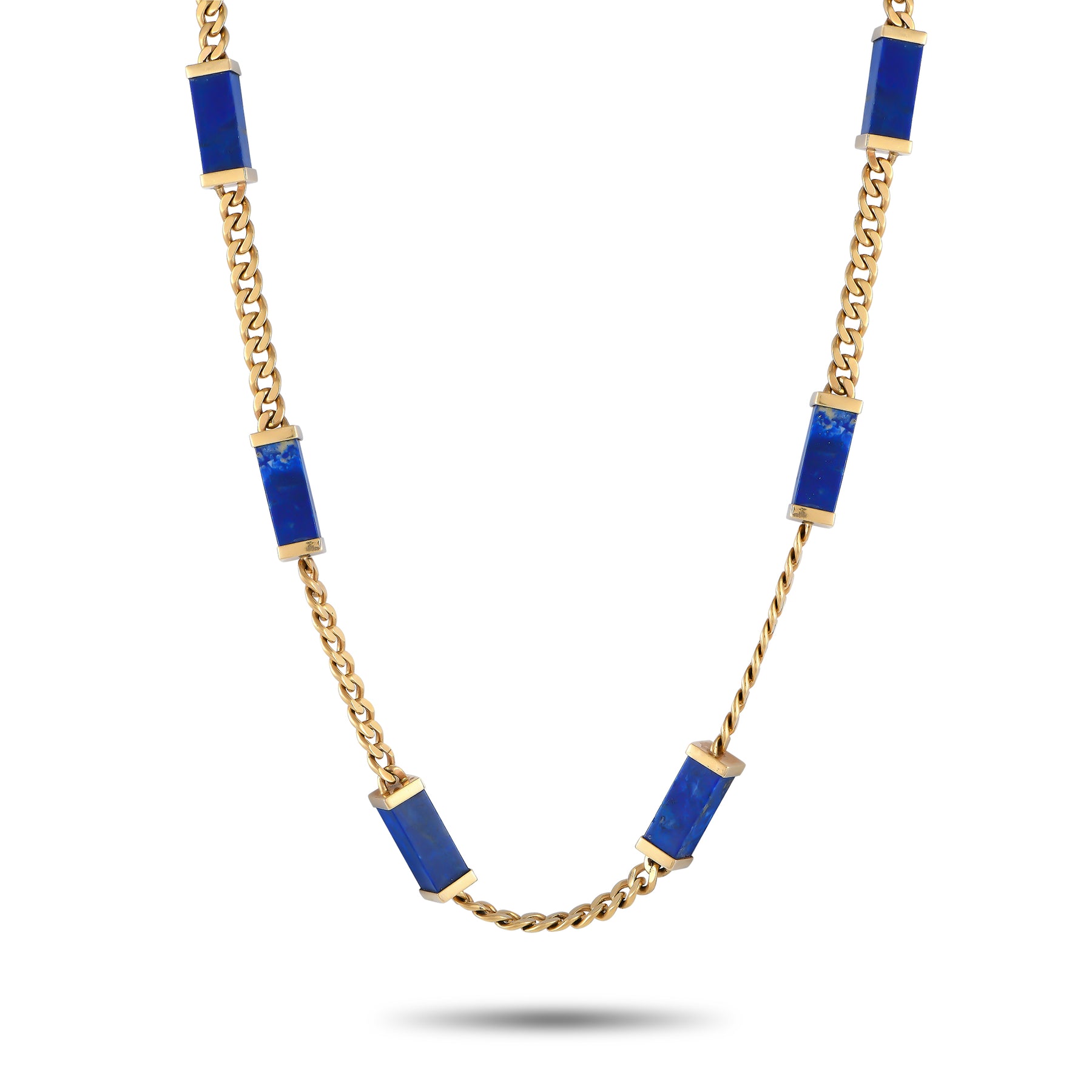 LB Exclusive Vintage 14K Gelbgold Lapis Halskette MF05 -040124