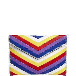 Chevron gesteppte Leopard Leder Kupplung in Regenbogen 7803851571260