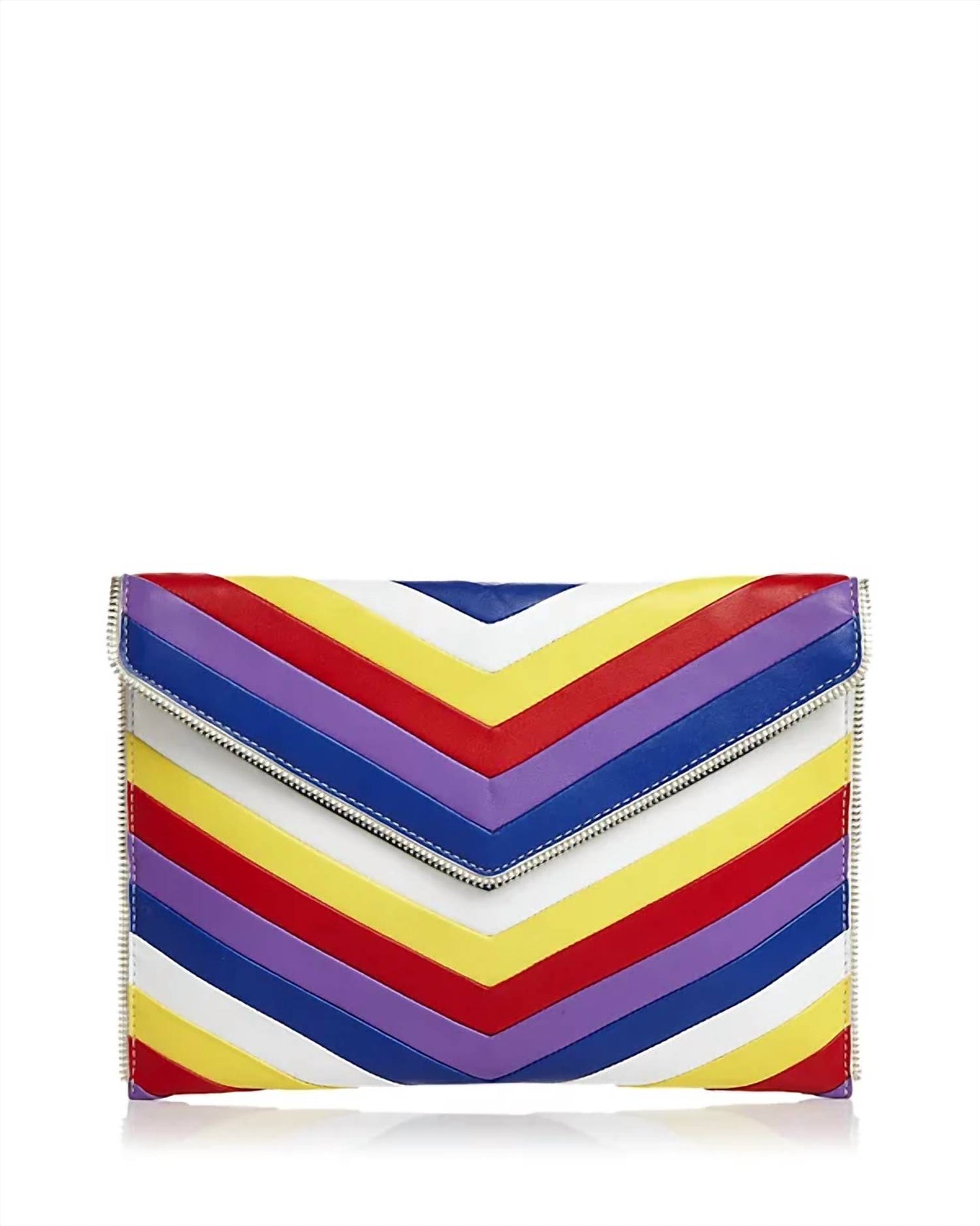 Chevron gesteppte Leo Leder Clutch im Regenbogen