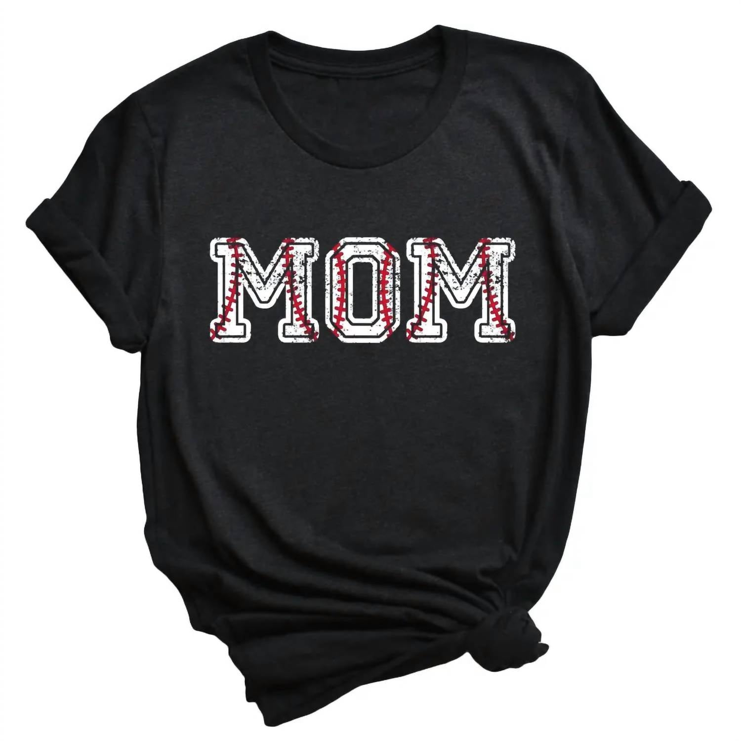 Damen Baseball Mom Tee in schwarz