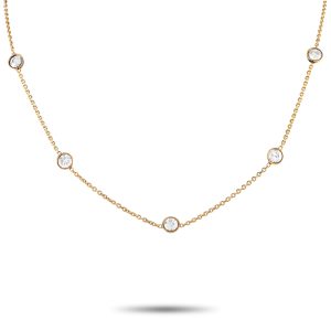 LB Exclusive Antique 18K Gelbgold 2.50ct Diamant Station Halskette -012924 – MF05