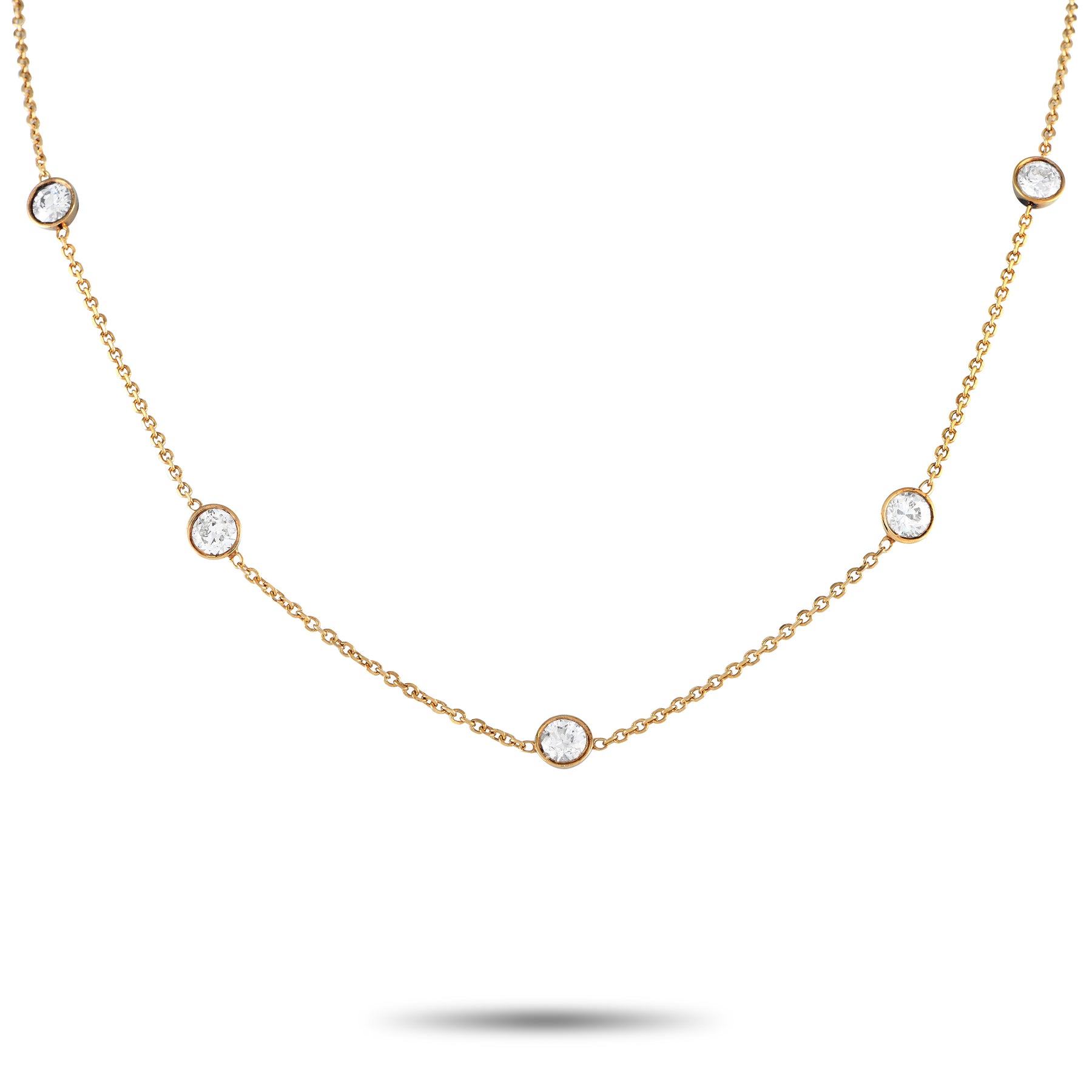 LB Exclusive Antike 18 Karat Gelbgold 2.50ct Diamant Station Halskette MF05 -012924