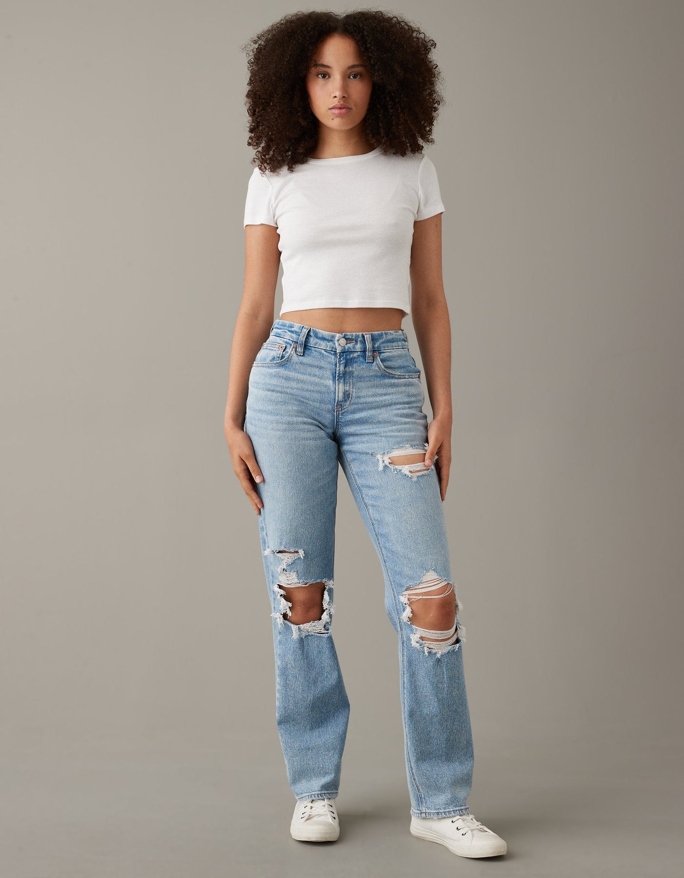 AE Stretch Curvy Straight Jeans mit hohem Bund