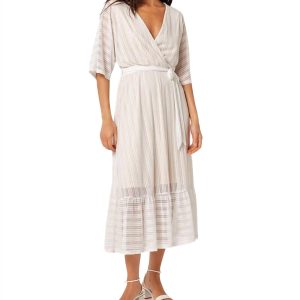 Lurex Mesh Kimono Maxikleid in Creme 7703577100348