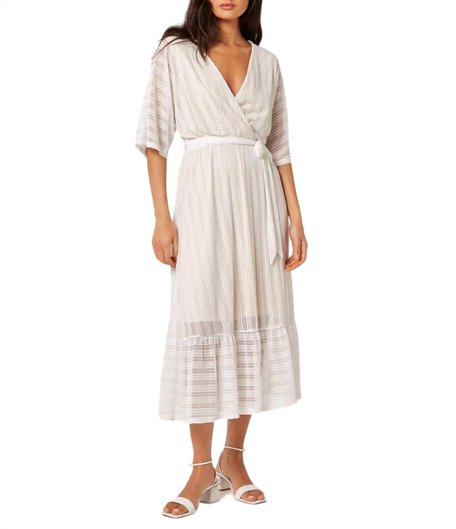 Lurex Mesh Kimono Maxi Kleid in Creme