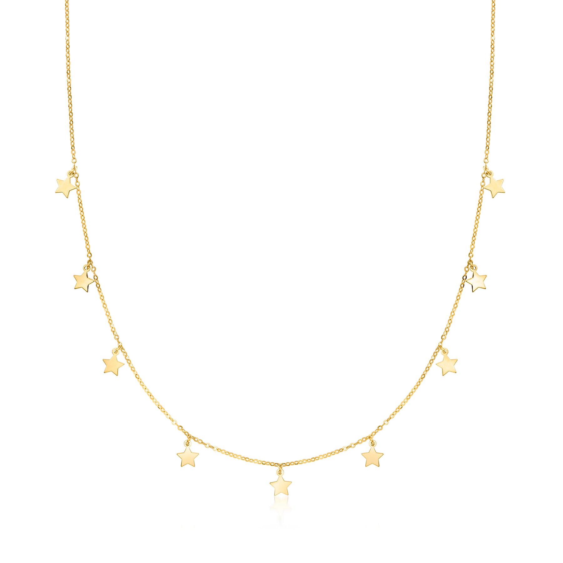 Kanarische italienische 10kt Gelbgold Mini Star Station Halskette