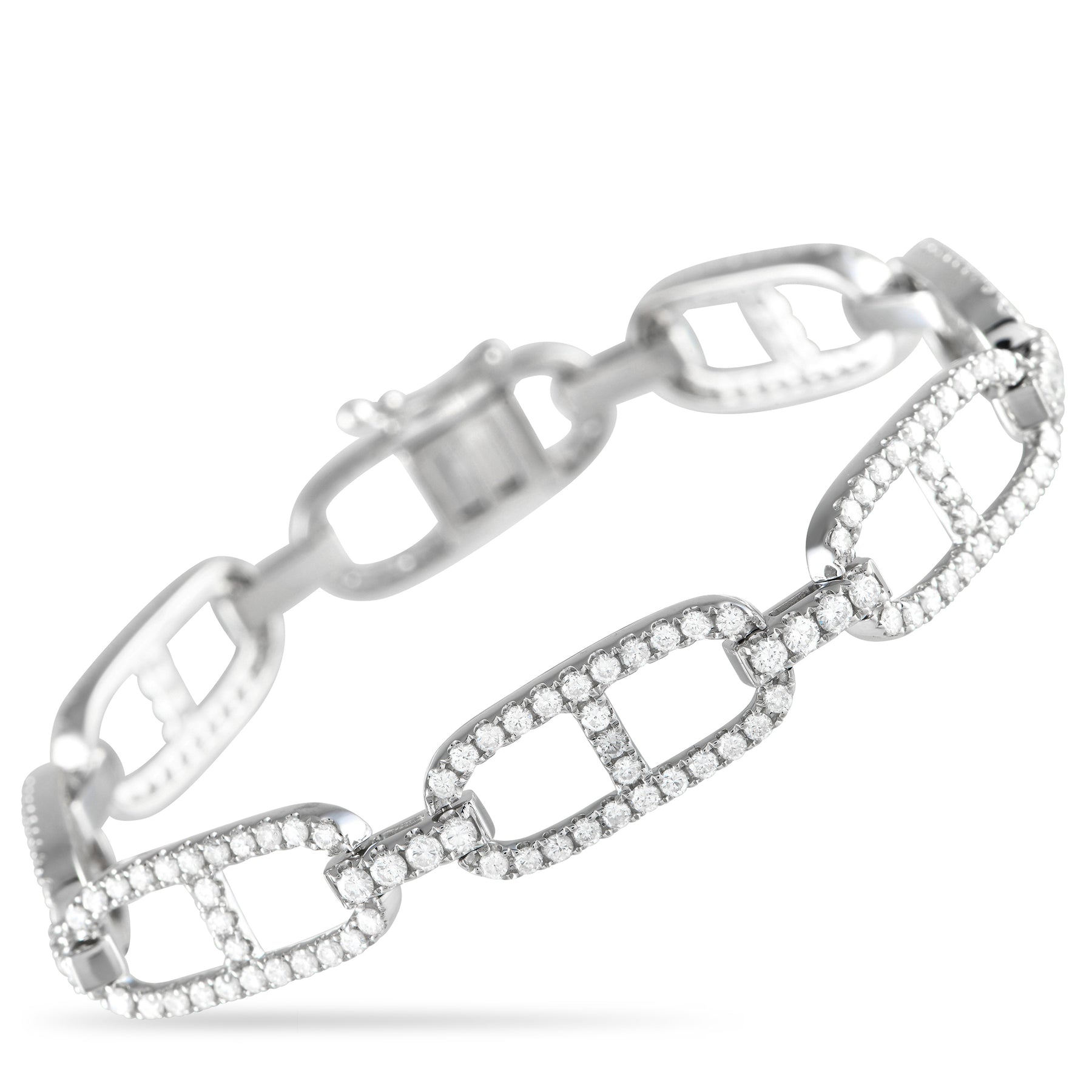LB Exclusive 18K Weißgold 3.52ct Diamant Link Armband ALB-17058