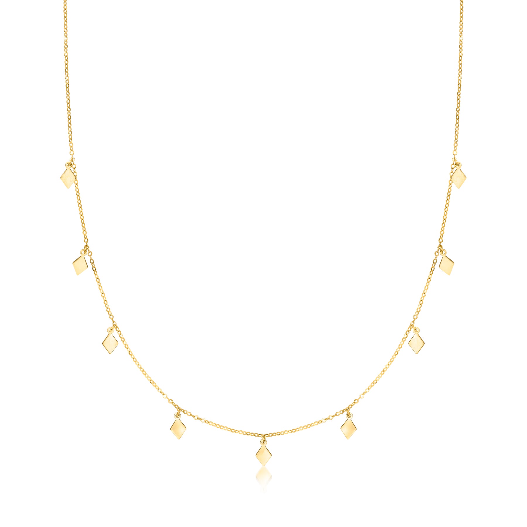 Kanarische italienische 10kt Gelbgold geometrische Station Halskette