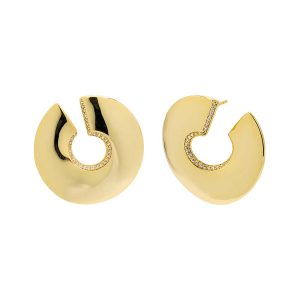 Pave Flattened Open Loop Stud Ohrring