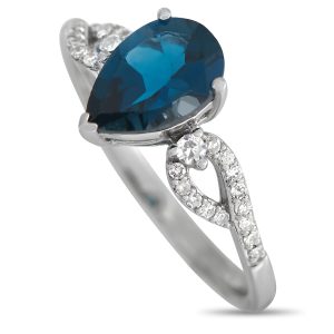 LB Exclusive 14K Weißgold 0,15ct Diamant und Topas Ring - – RC4 / 11823WBT