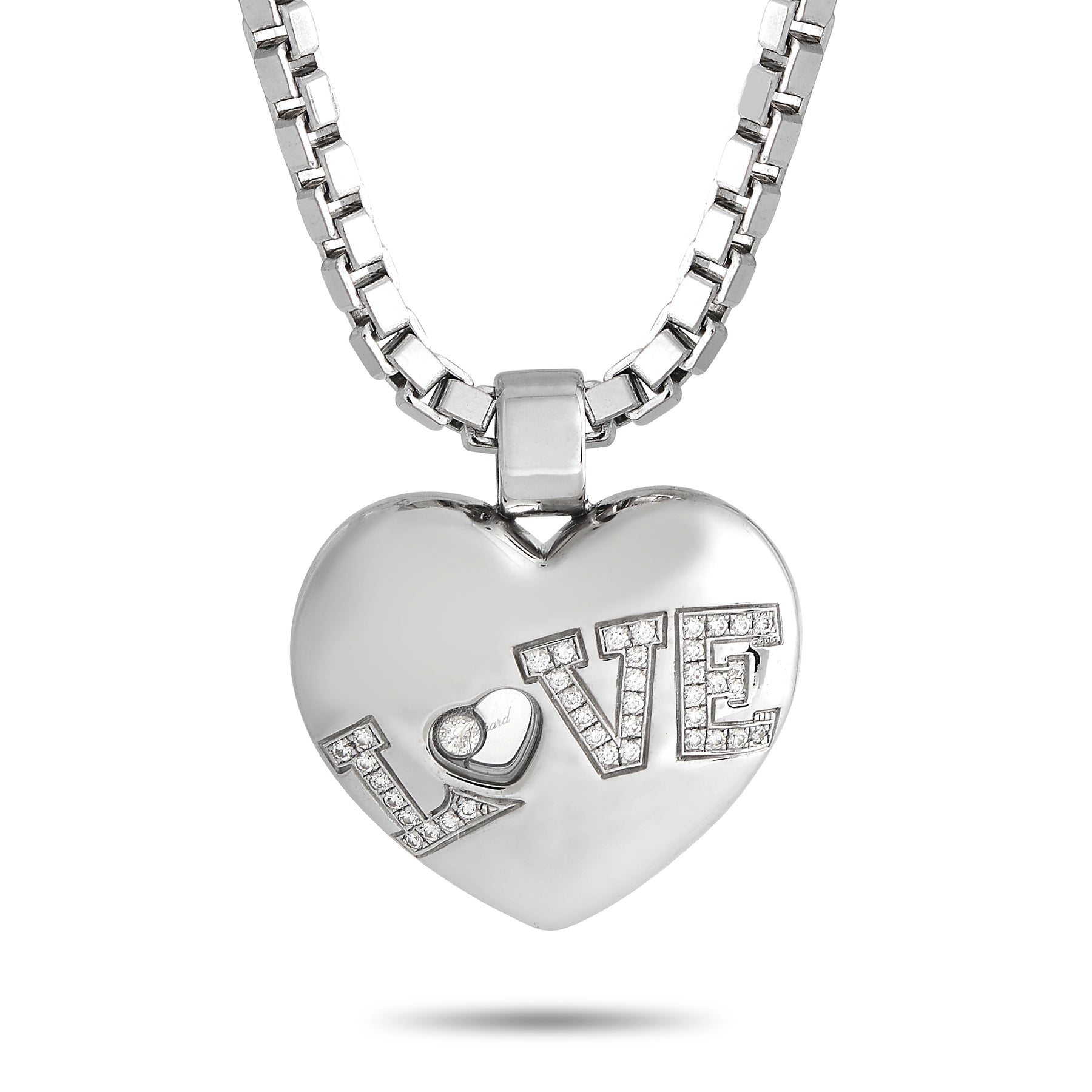 Chopard Happy Diamant 18 Karat Weißgold 0.25ct Diamant Herz Anhänger Halskette CH01 -030624