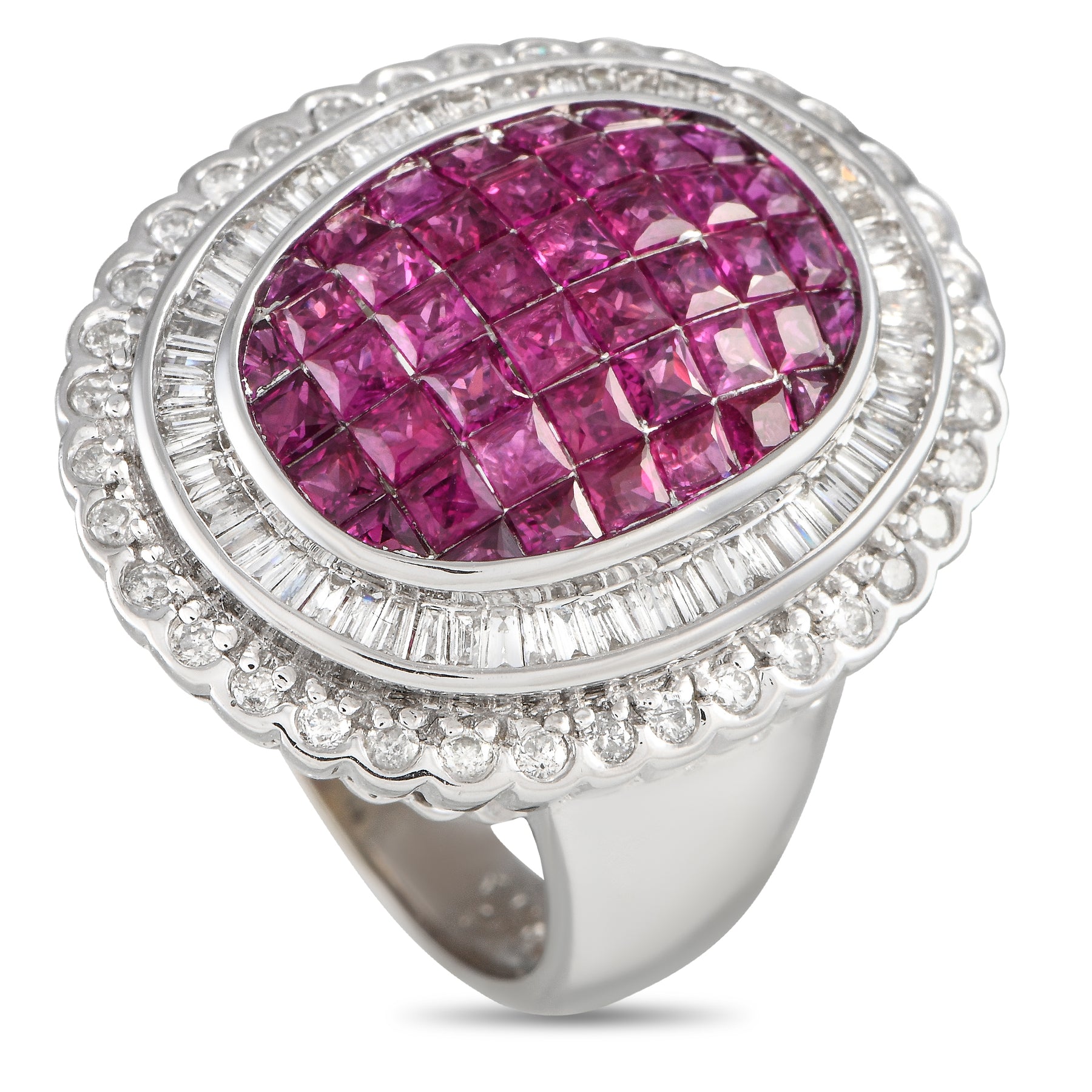 LB Exclusive 18K Weißgold 1,0ct Diamant und Rubin Anweisung Ring MF05 -012424