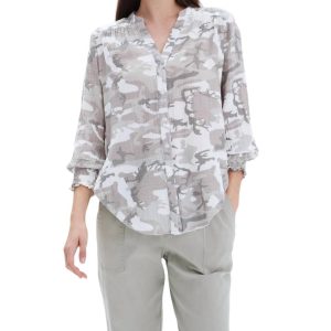 Jenny Collarless Hemd in grau camo 7803892727868