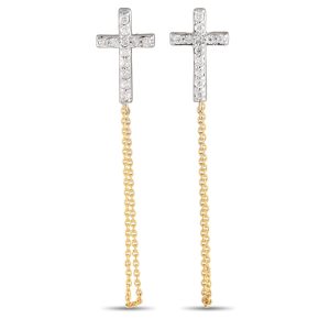 LB Exclusive 10K Gelbgold 0,25ct Diamant Kreuz Ohrringe – ER28552