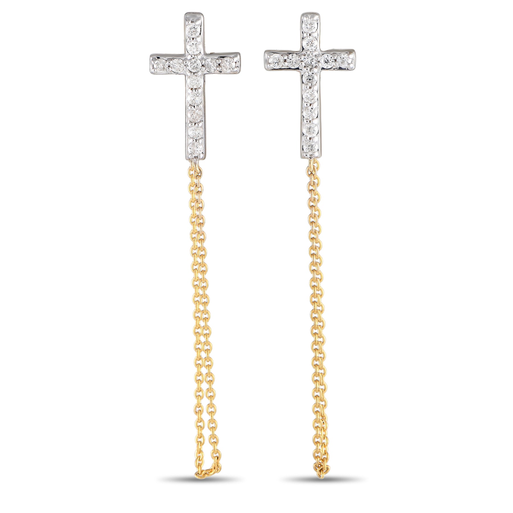 LB Exclusive 10K Gelbgold 0.25ct Diamant Kreuz Ohrringe ER28552