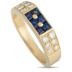 Van Cleef & Arpels 18K Gelbgold 0,39ct Diamant und Saphirring -030824 – VC30