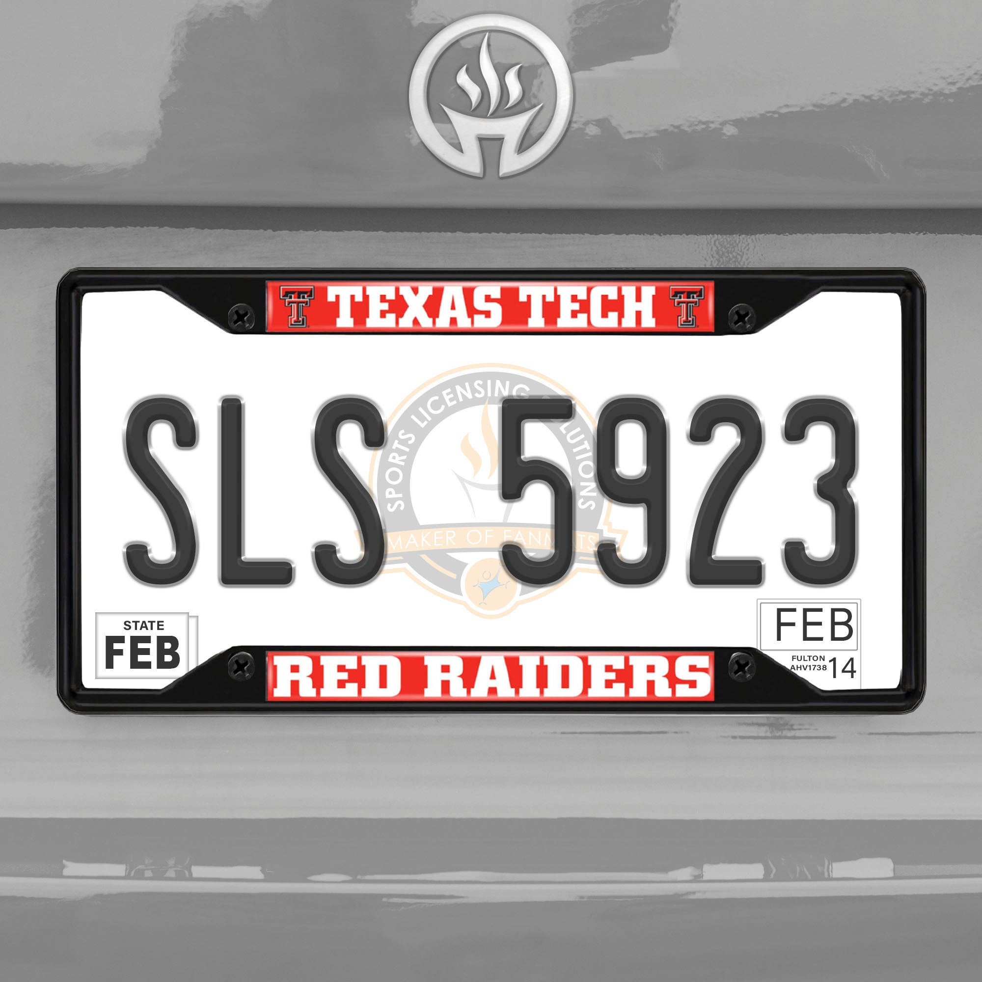 Fanmats Texas Tech Rot Raiders Metall Nummernschild Rahmen schwarz Finish